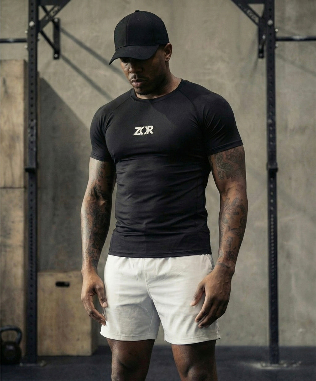 Black Half-Sleeve Compression for Gym Training