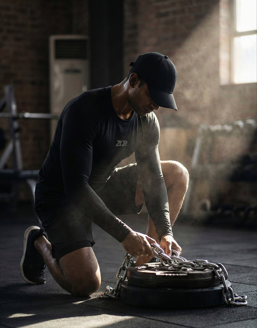 Black Long-Sleeve Compression for Gym Training