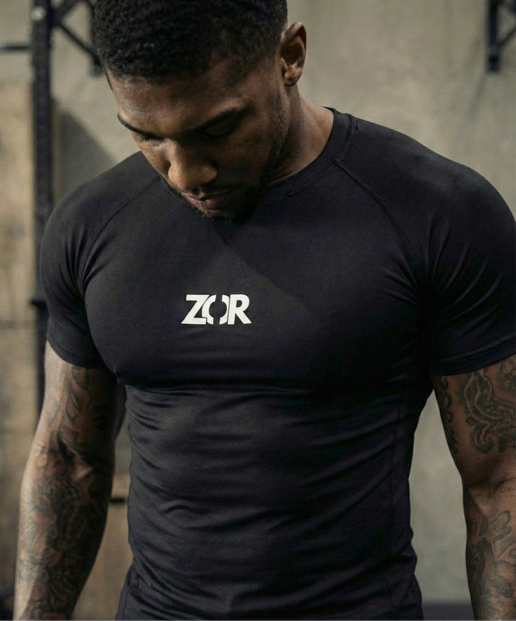 Black Half-Sleeve Compression for Gym Training