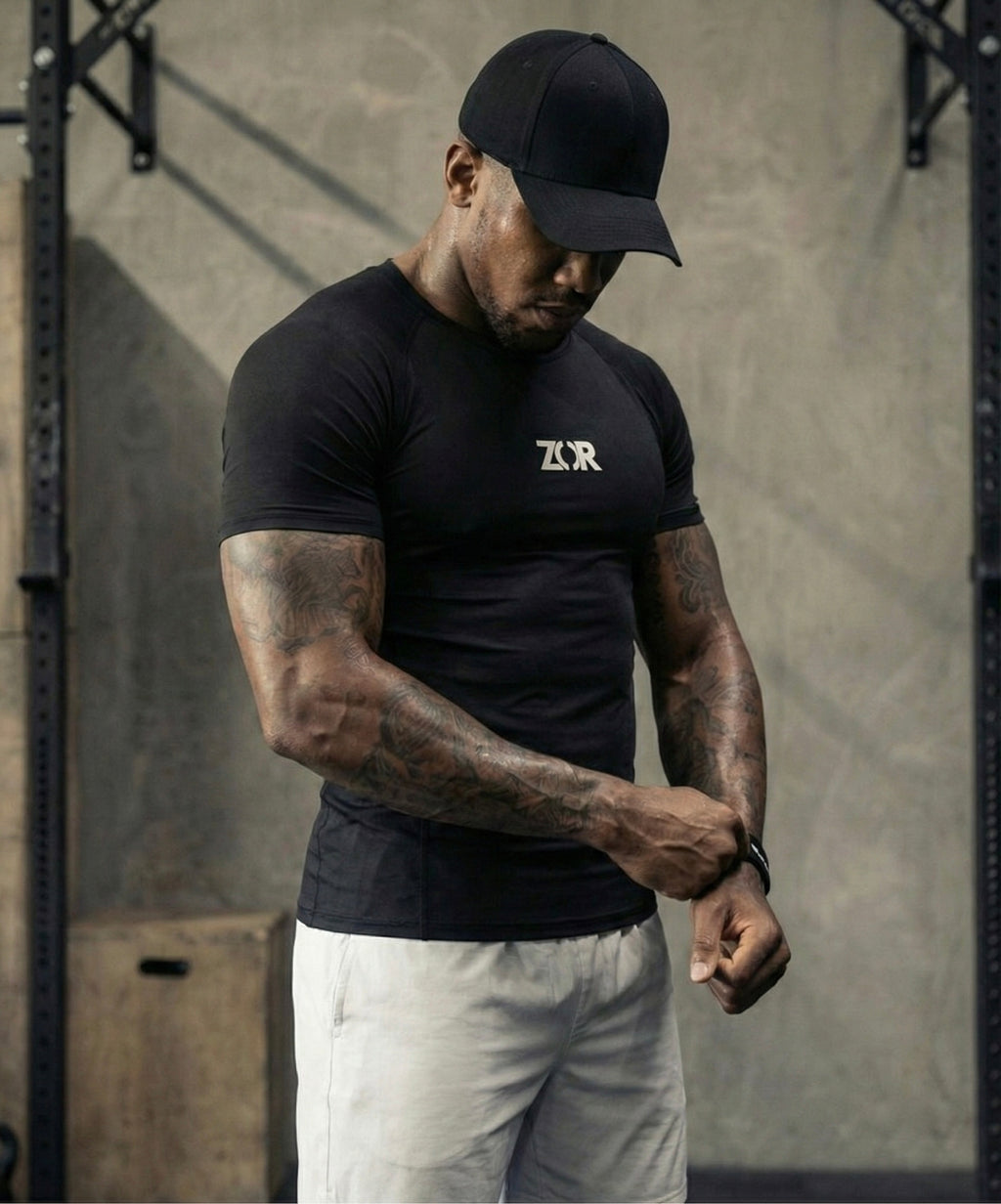 Black Half-Sleeve Compression for Gym Training