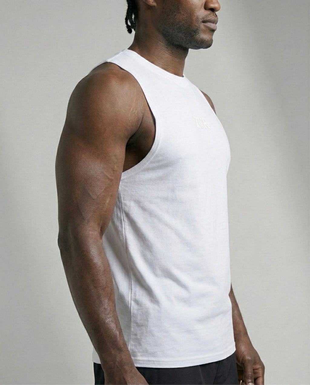 White Cotton Gym Tank for Training (Men)