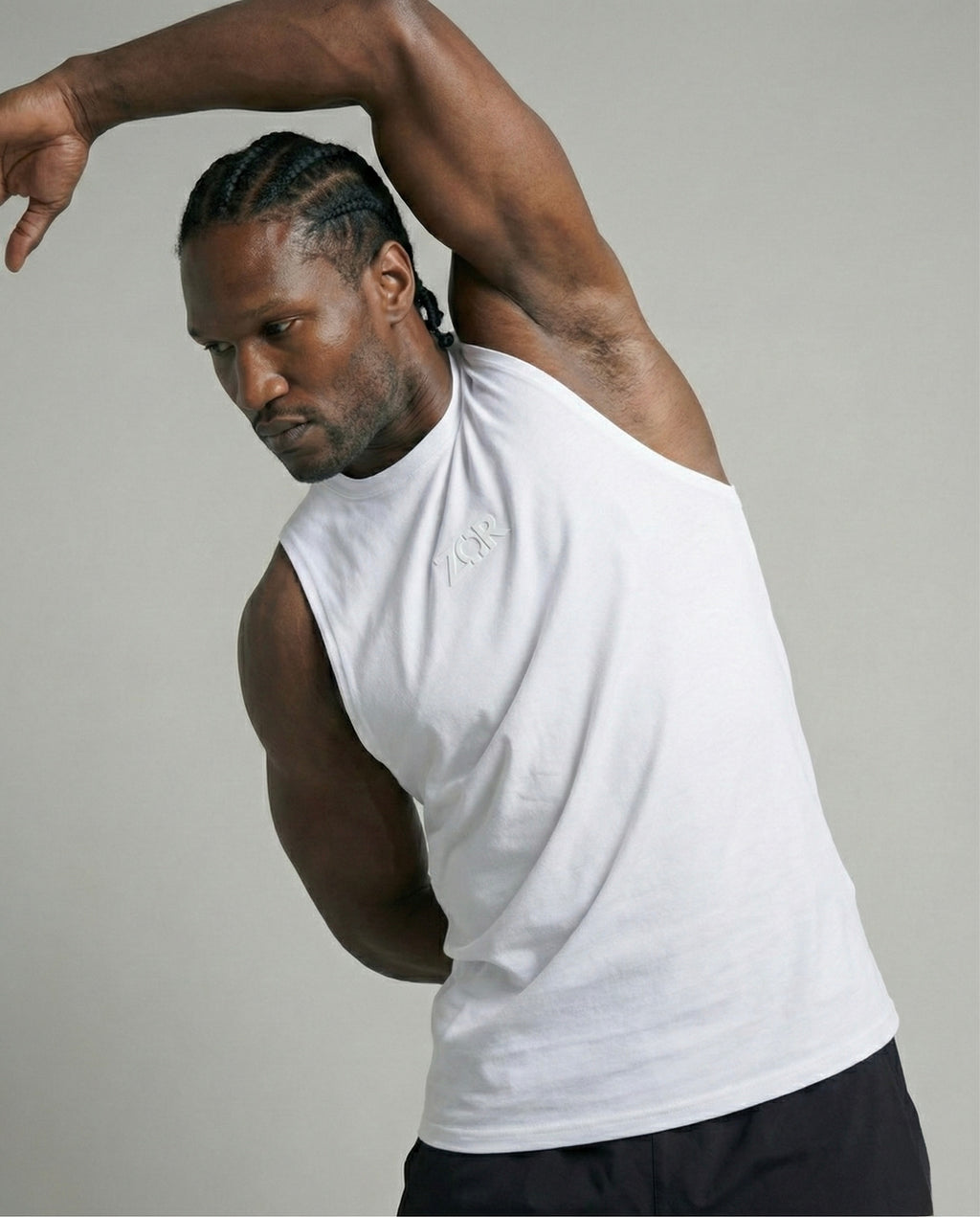 White Cotton Gym Tank for Training (Men)