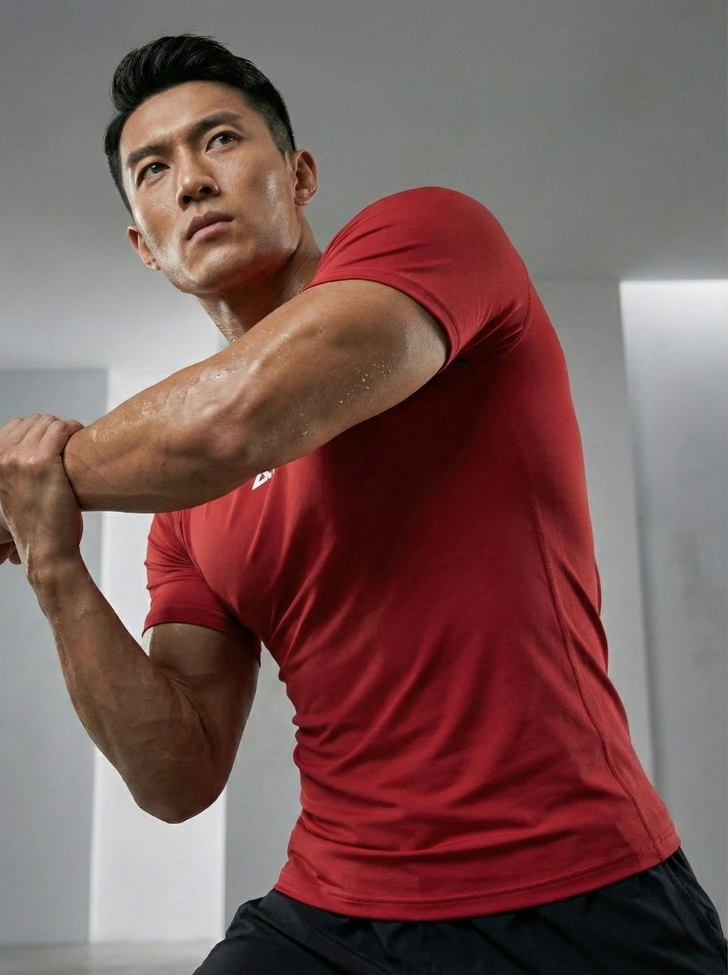 Red Half-Sleeve Compression for Gym Training