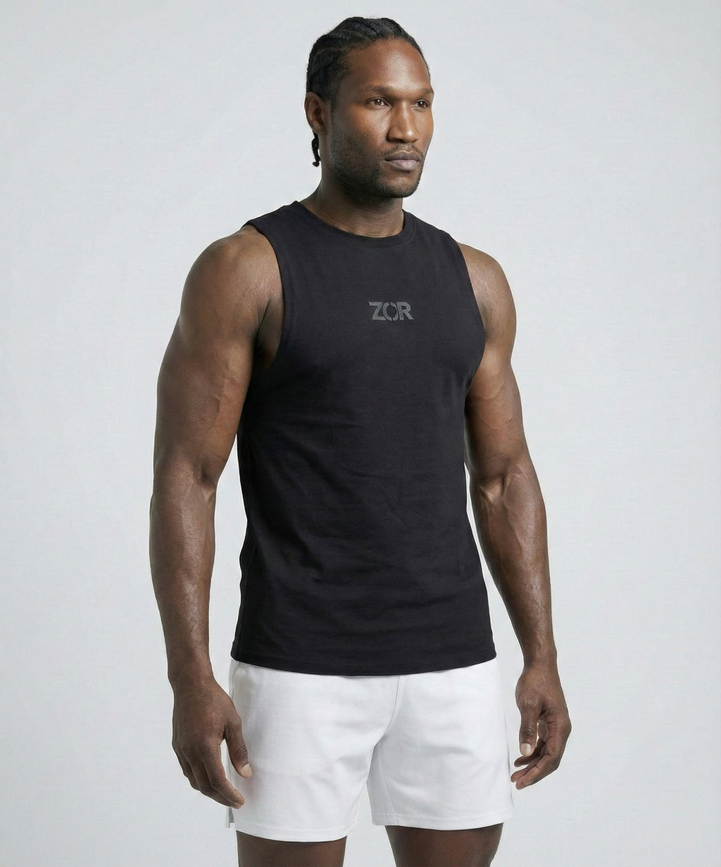 Black Cotton Gym Tank for Training (Men)