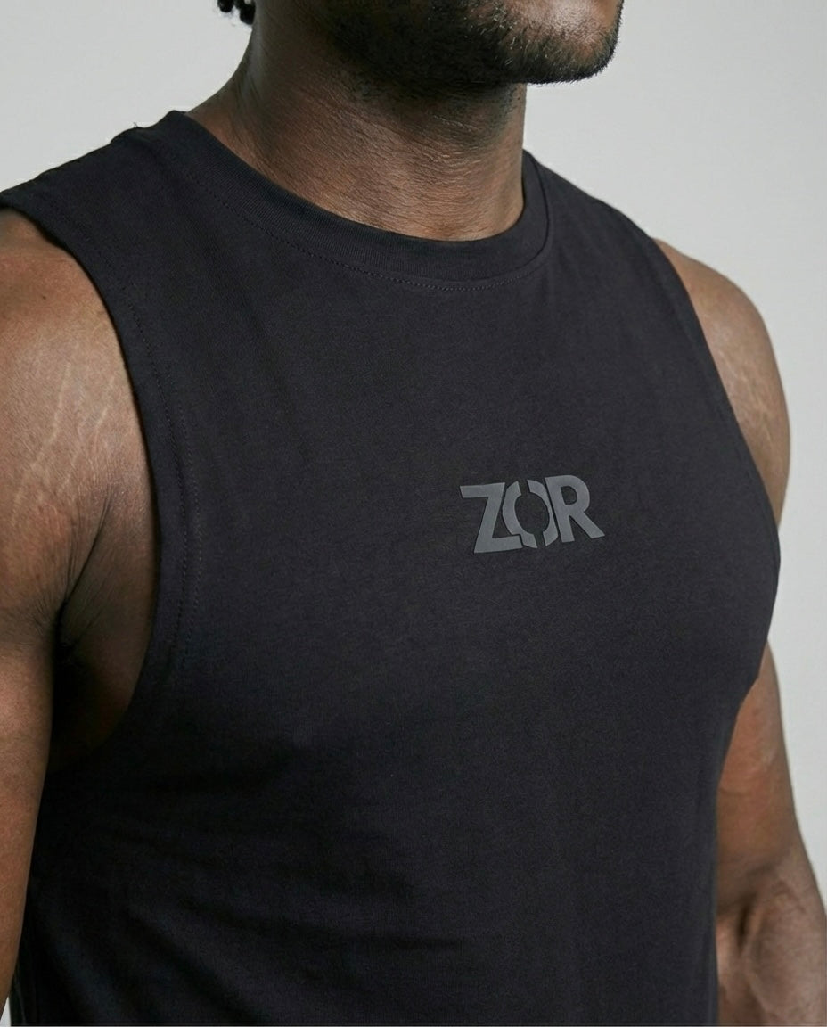 Black Cotton Gym Tank for Training (Men)