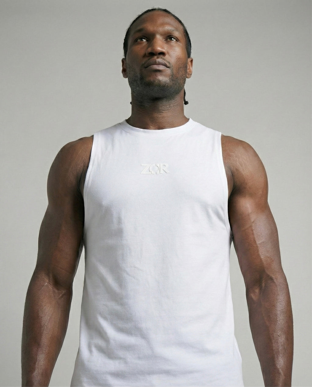 White Cotton Gym Tank for Training (Men)