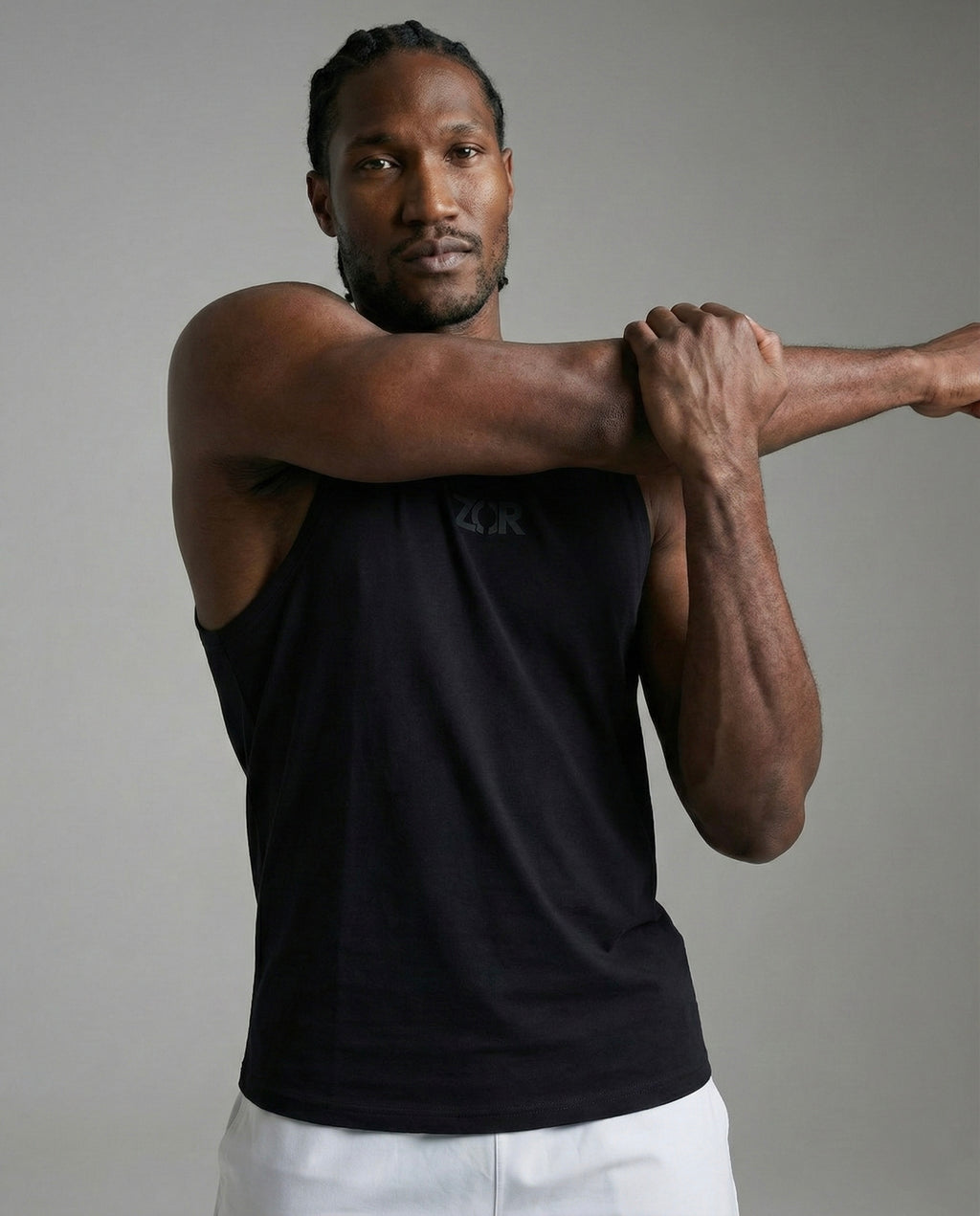 Black Cotton Gym Tank for Training (Men)