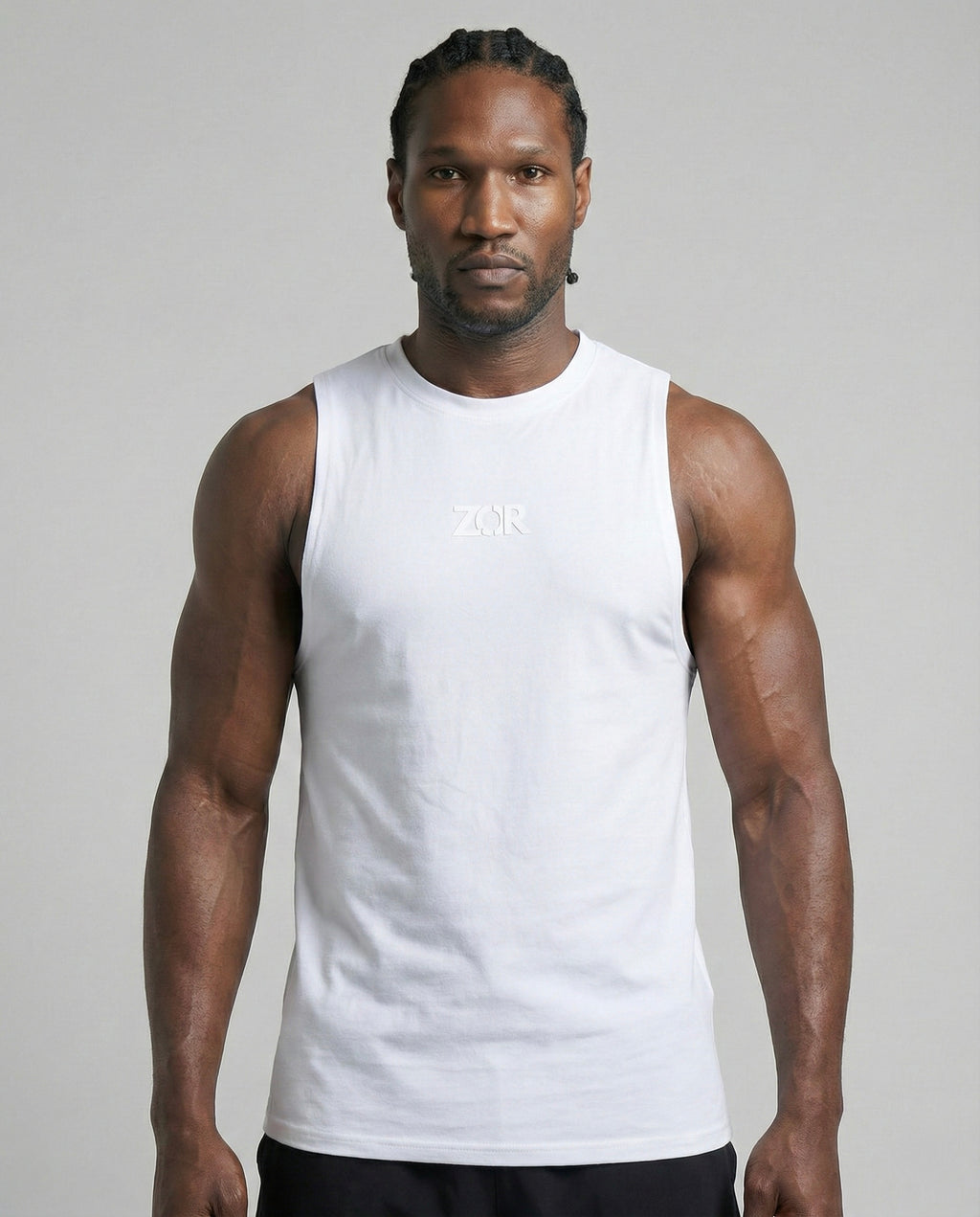 White Cotton Gym Tank for Training (Men)