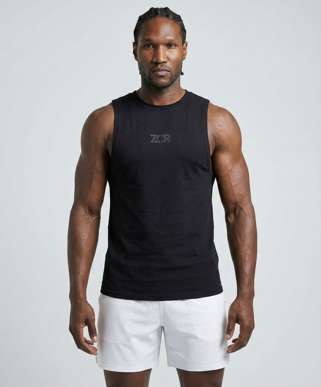 Black Cotton Gym Tank for Training (Men)