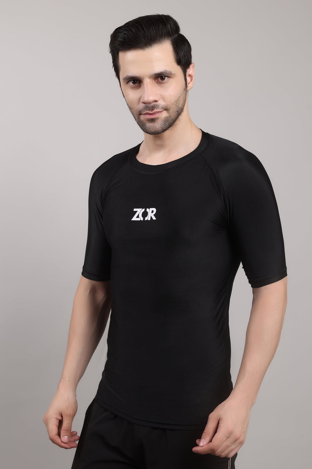 Black Half-Sleeve Compression ZOR Activewear