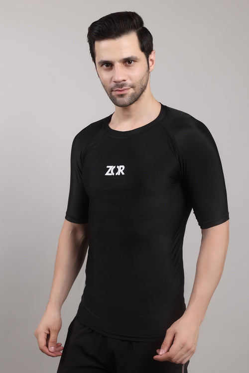 Black Half-Sleeve Compression ZOR Activewear