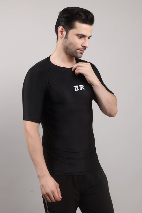 Black Half-Sleeve Compression ZOR Activewear