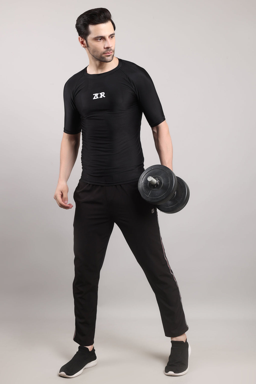 Black Half-Sleeve Compression ZOR Activewear