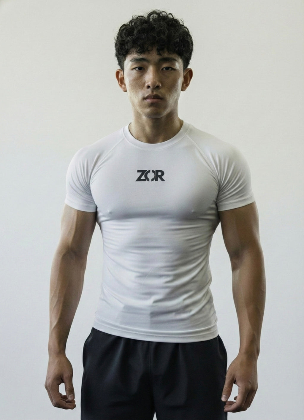 White Half-Sleeve Compression for Gym Training