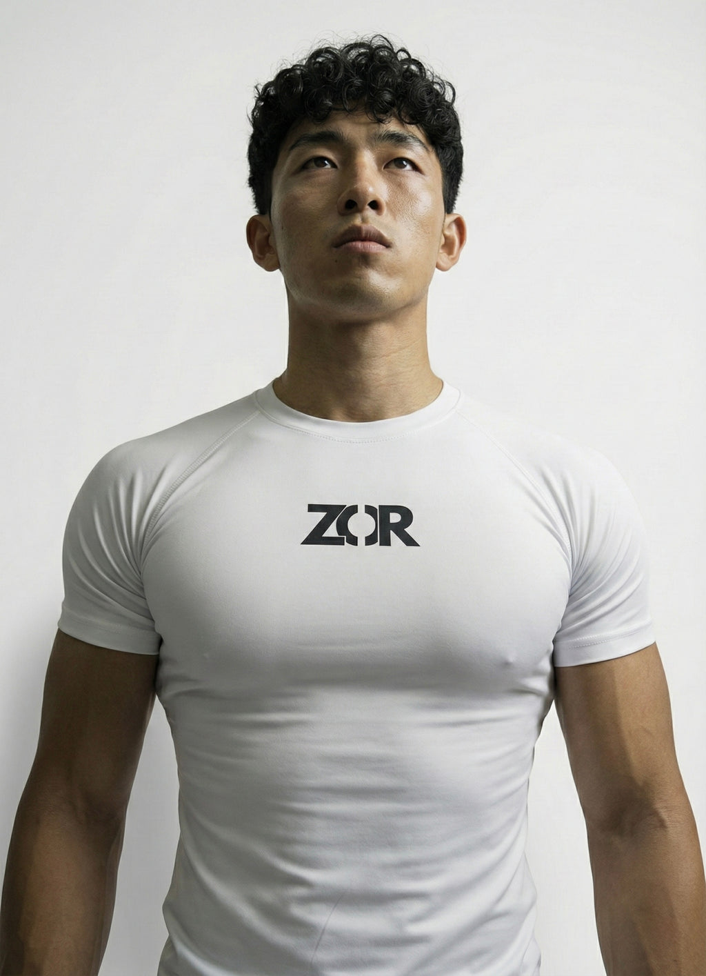 White Half-Sleeve Compression for Gym Training