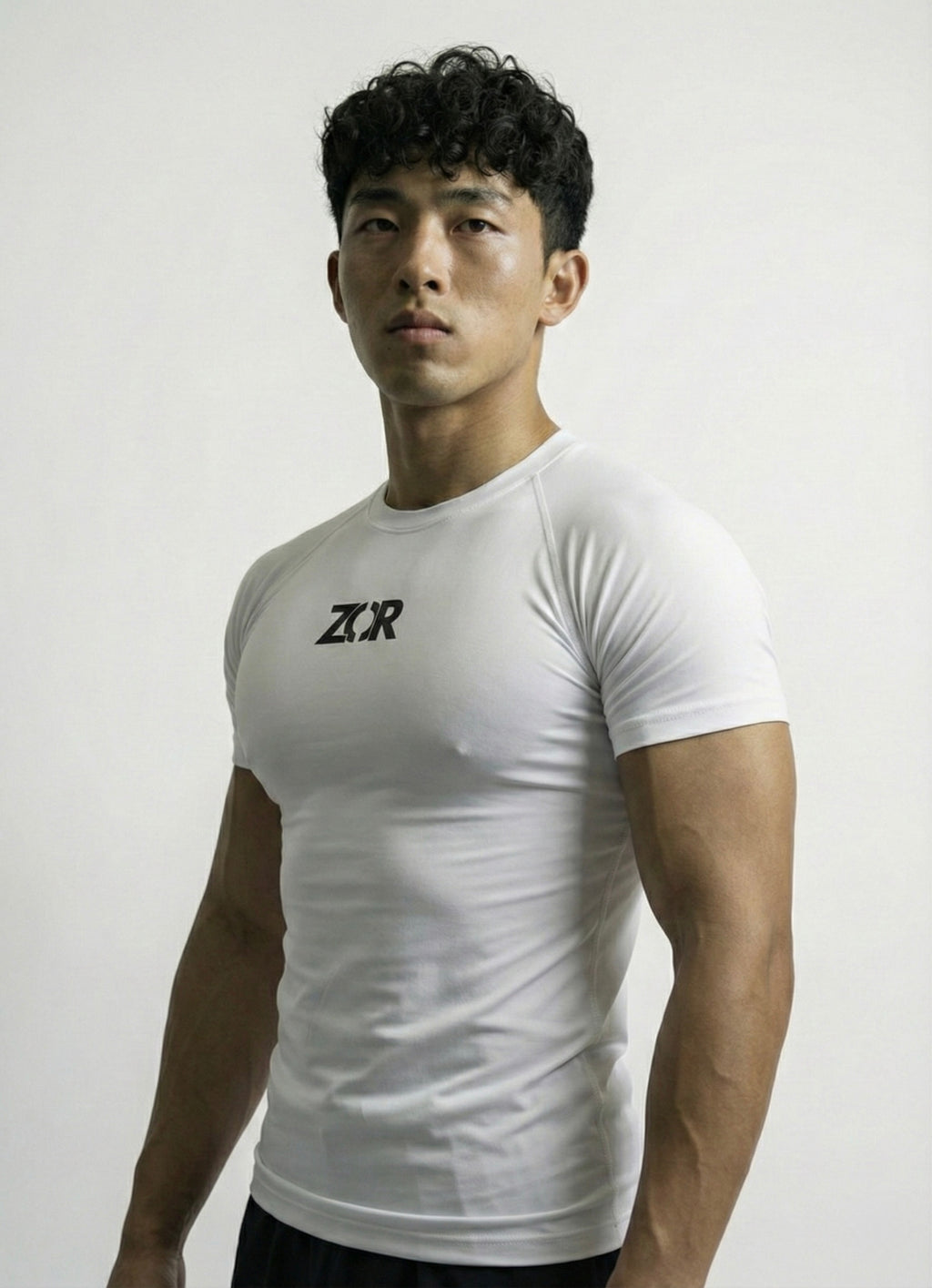 White Half-Sleeve Compression for Gym Training