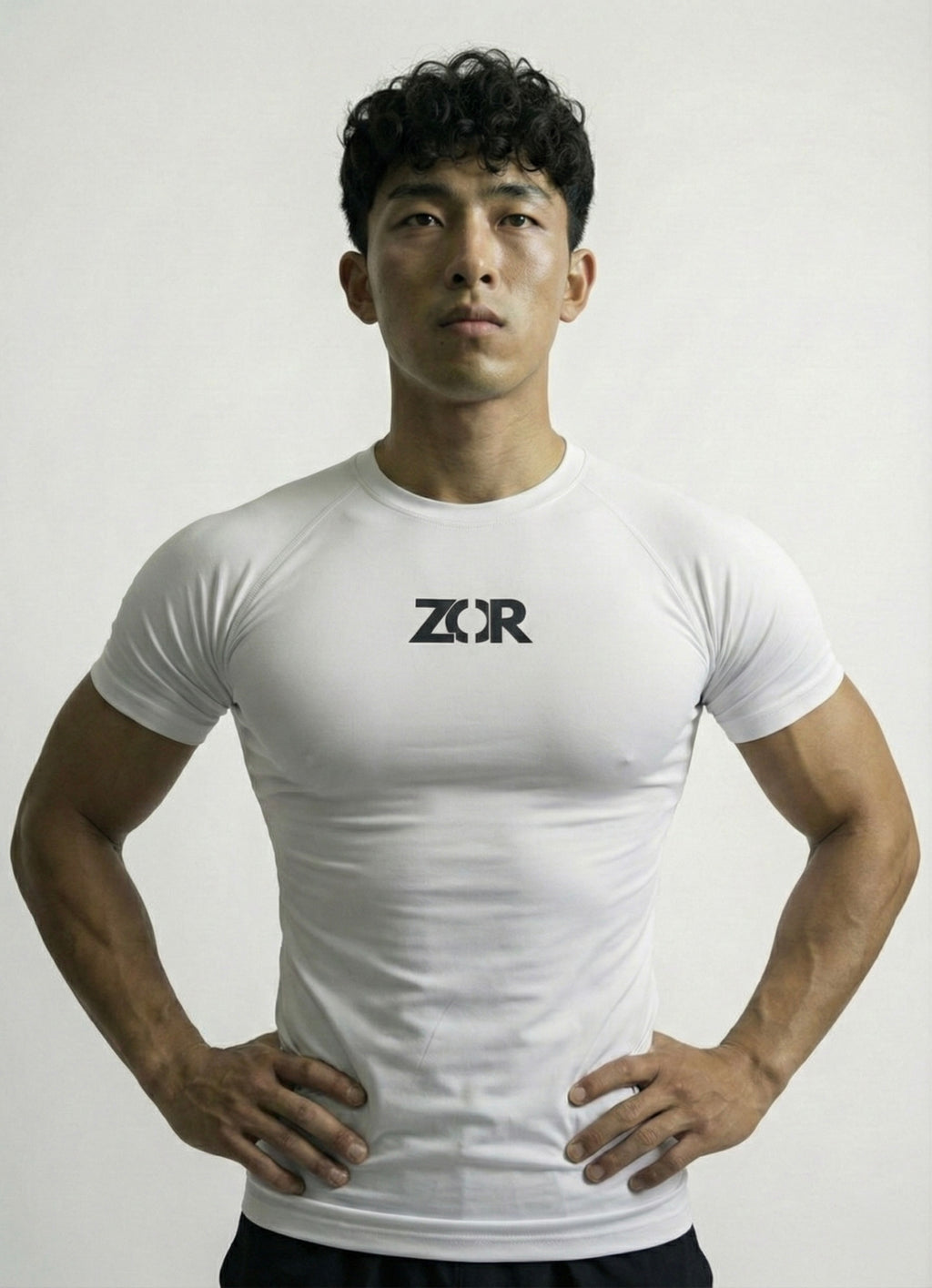 White Half-Sleeve Compression for Gym Training
