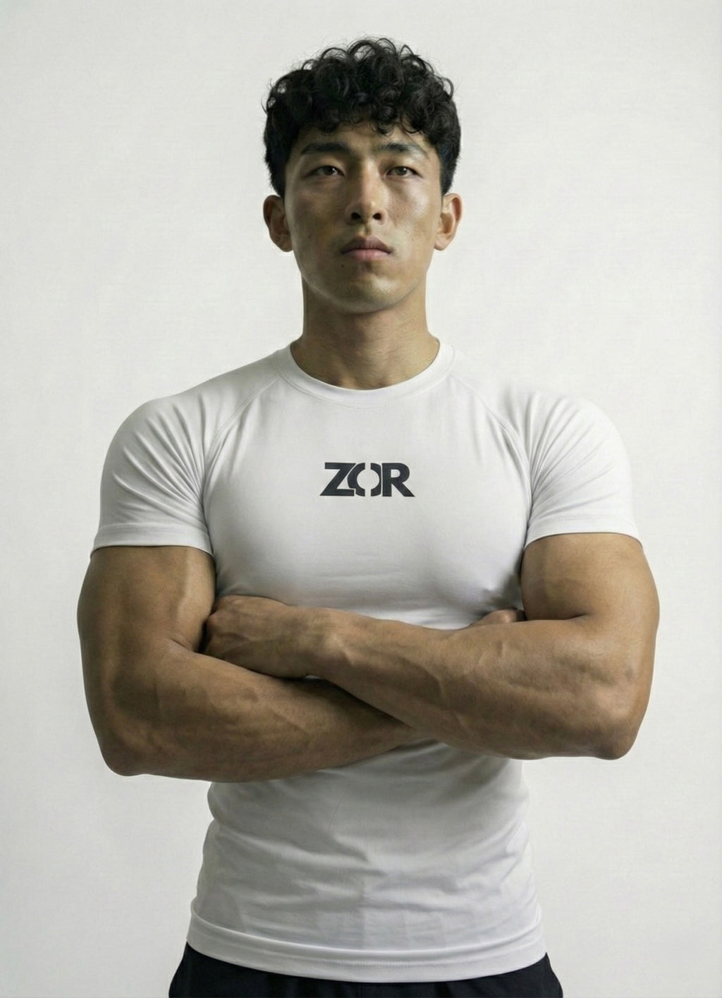 White Half-Sleeve Compression for Gym Training