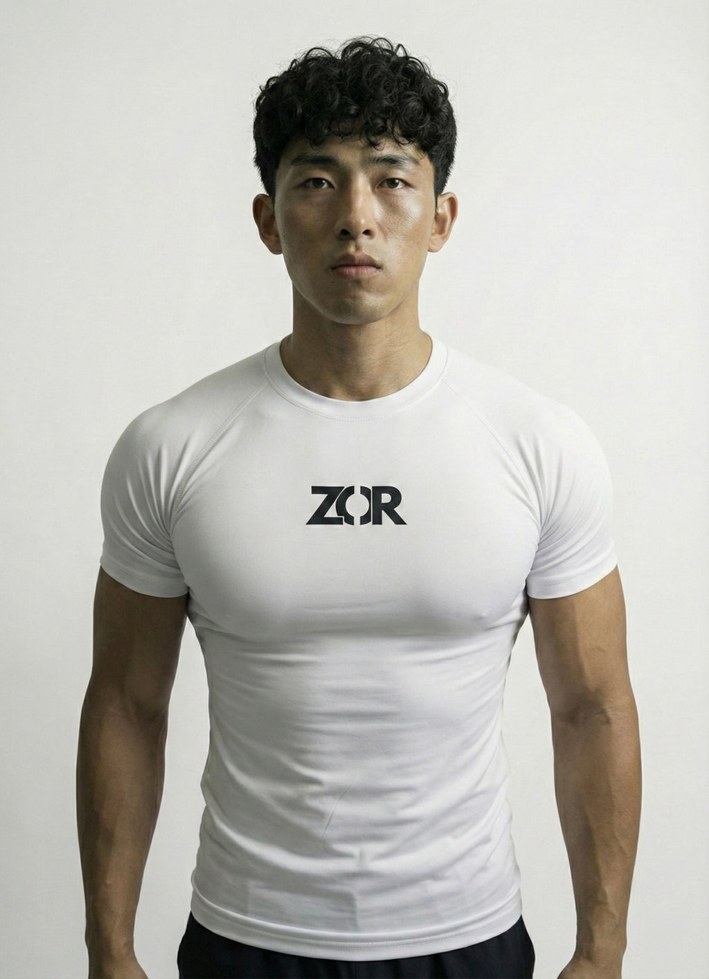 White Half-Sleeve Compression for Gym Training