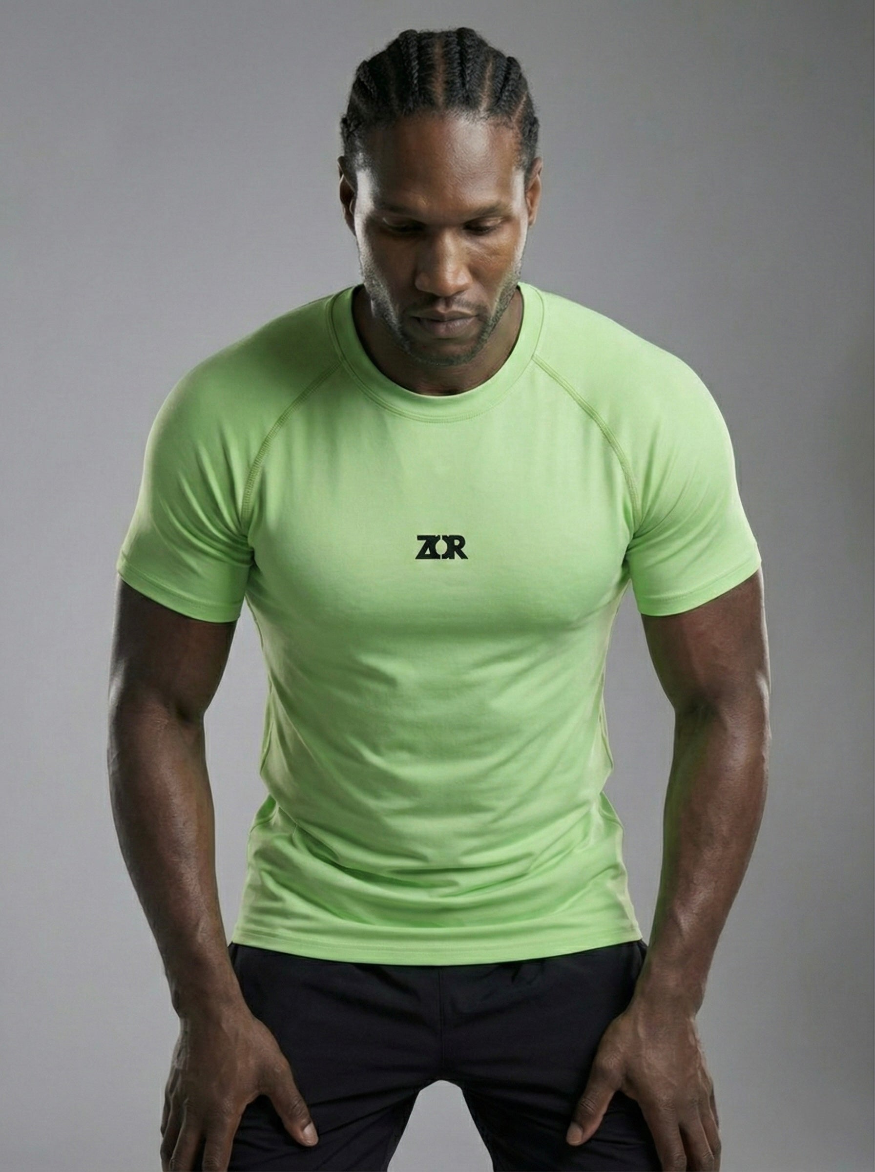 Matcha Green Half-Sleeve Compression for Gym Training
