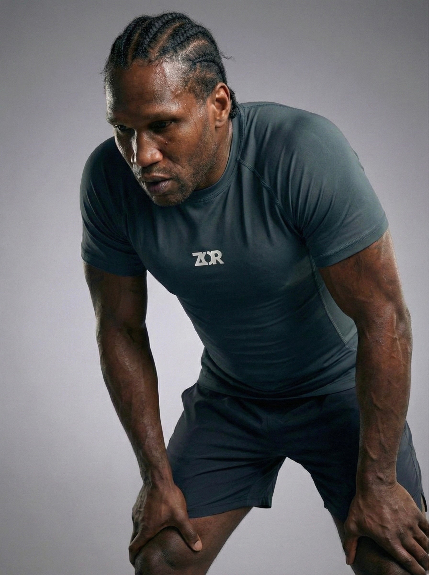 Graphene Grey Half-Sleeve Compression for Gym Training