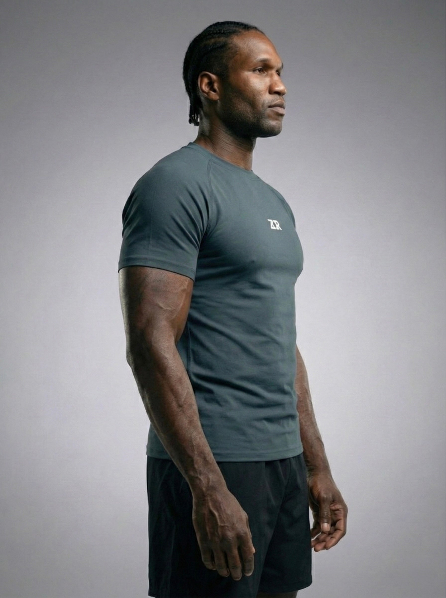Graphene Grey Half-Sleeve Compression for Gym Training