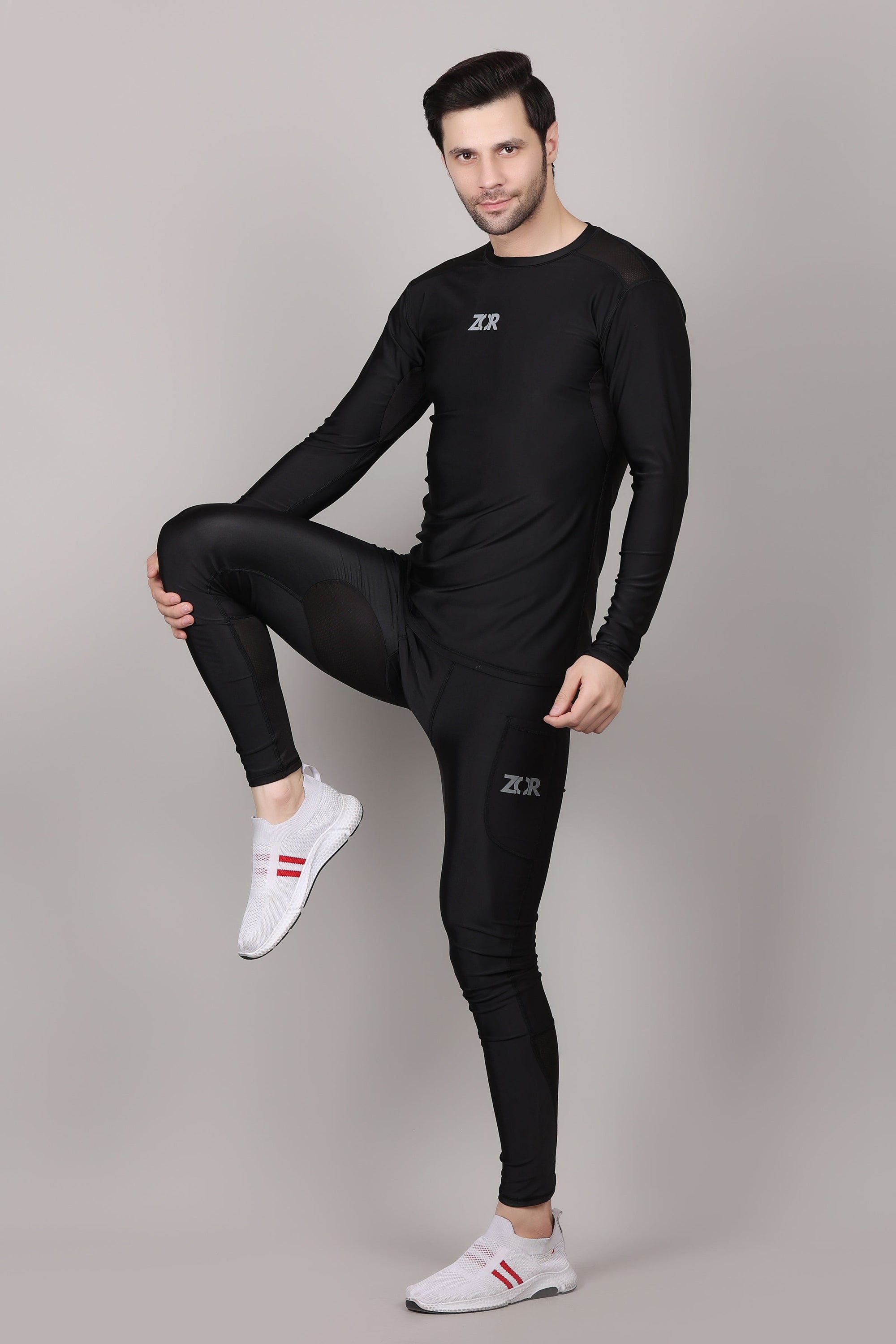 Black Long-Sleeve Compression ZOR Activewear
