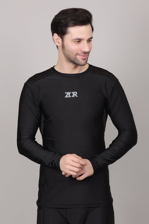 Black Long-Sleeve Compression ZOR Activewear