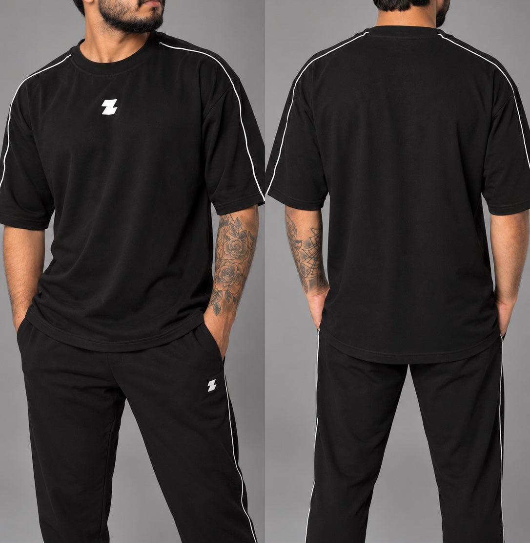 ZOR Black Contrast Piping Training T-Shirt