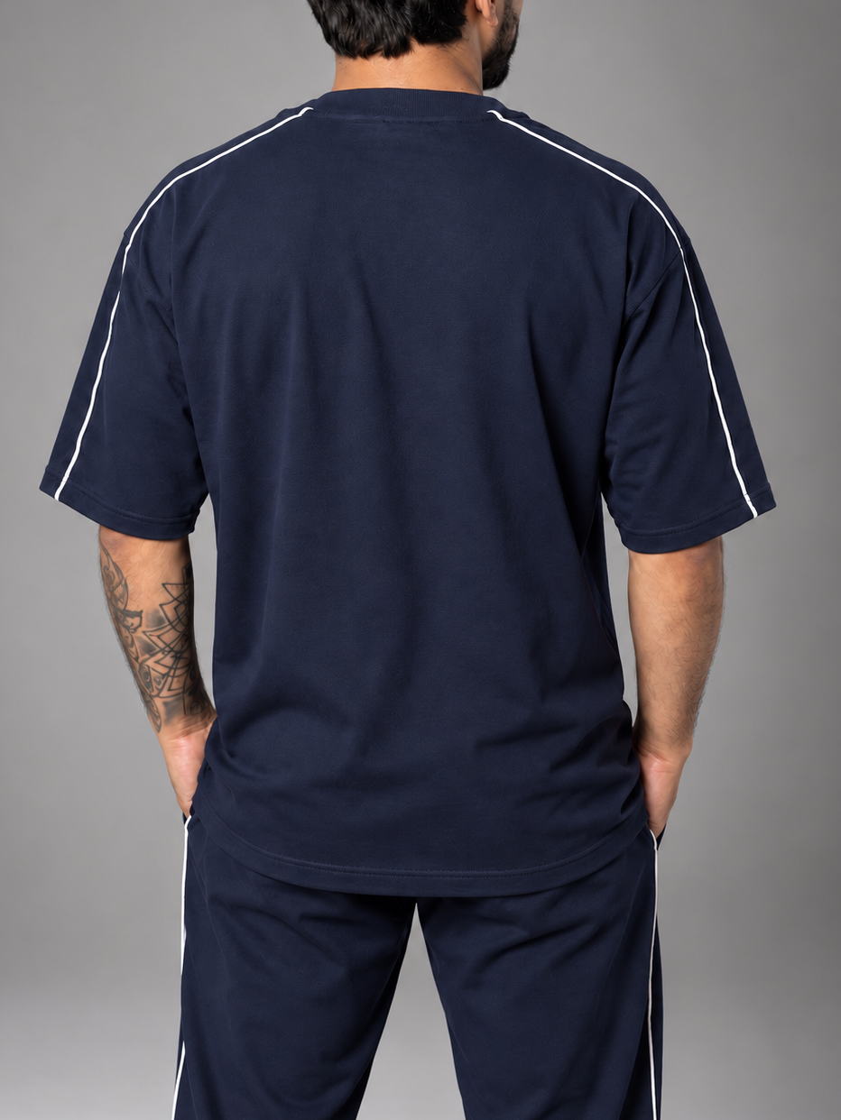 ZOR Navy Contrast Piping Training T-Shirt