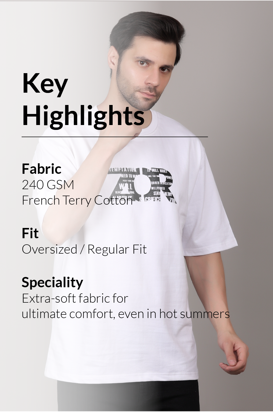 White Oversized T-Shirt ZOR Activewear