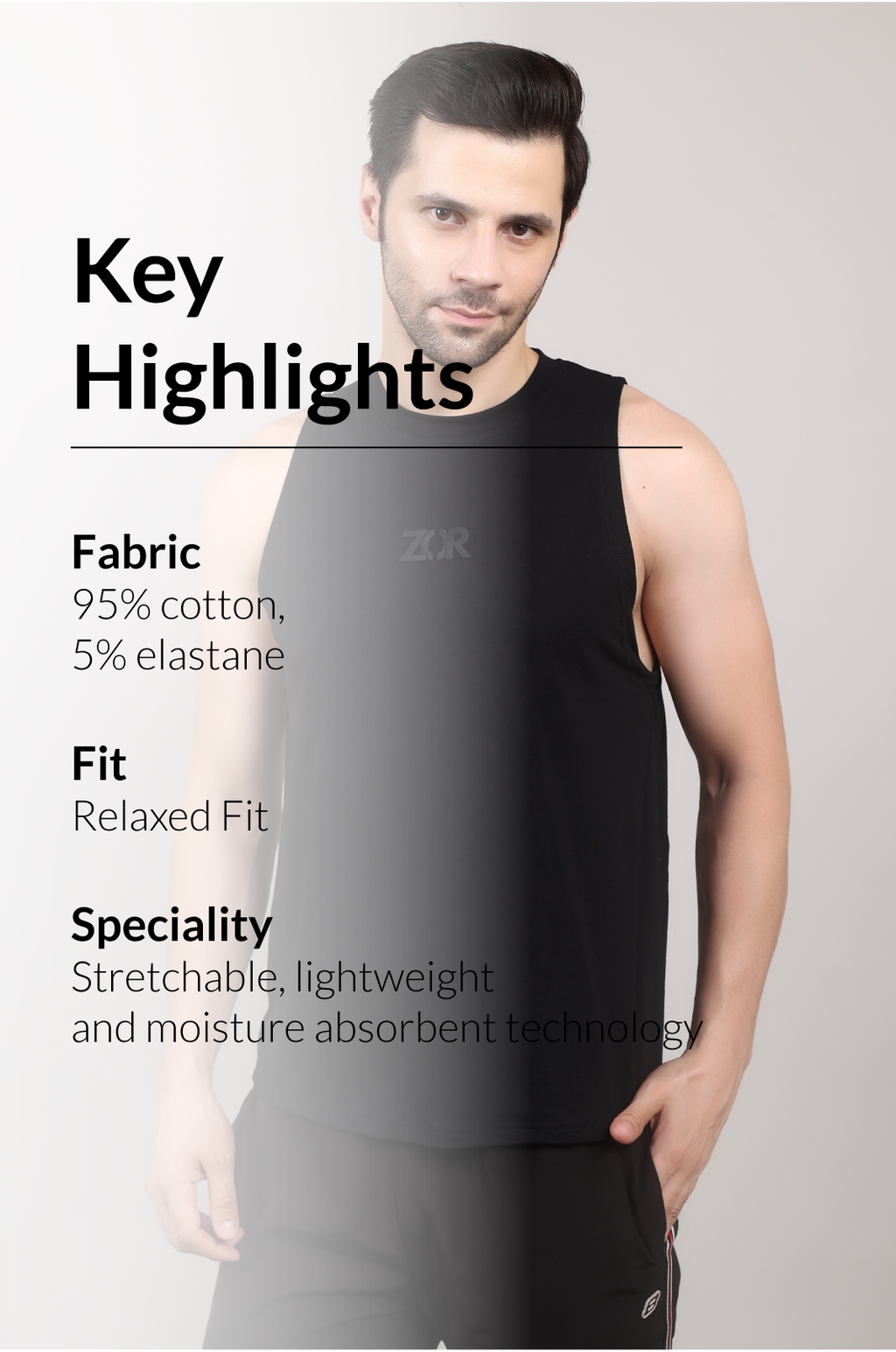 Black Running Tank ZOR Activewear