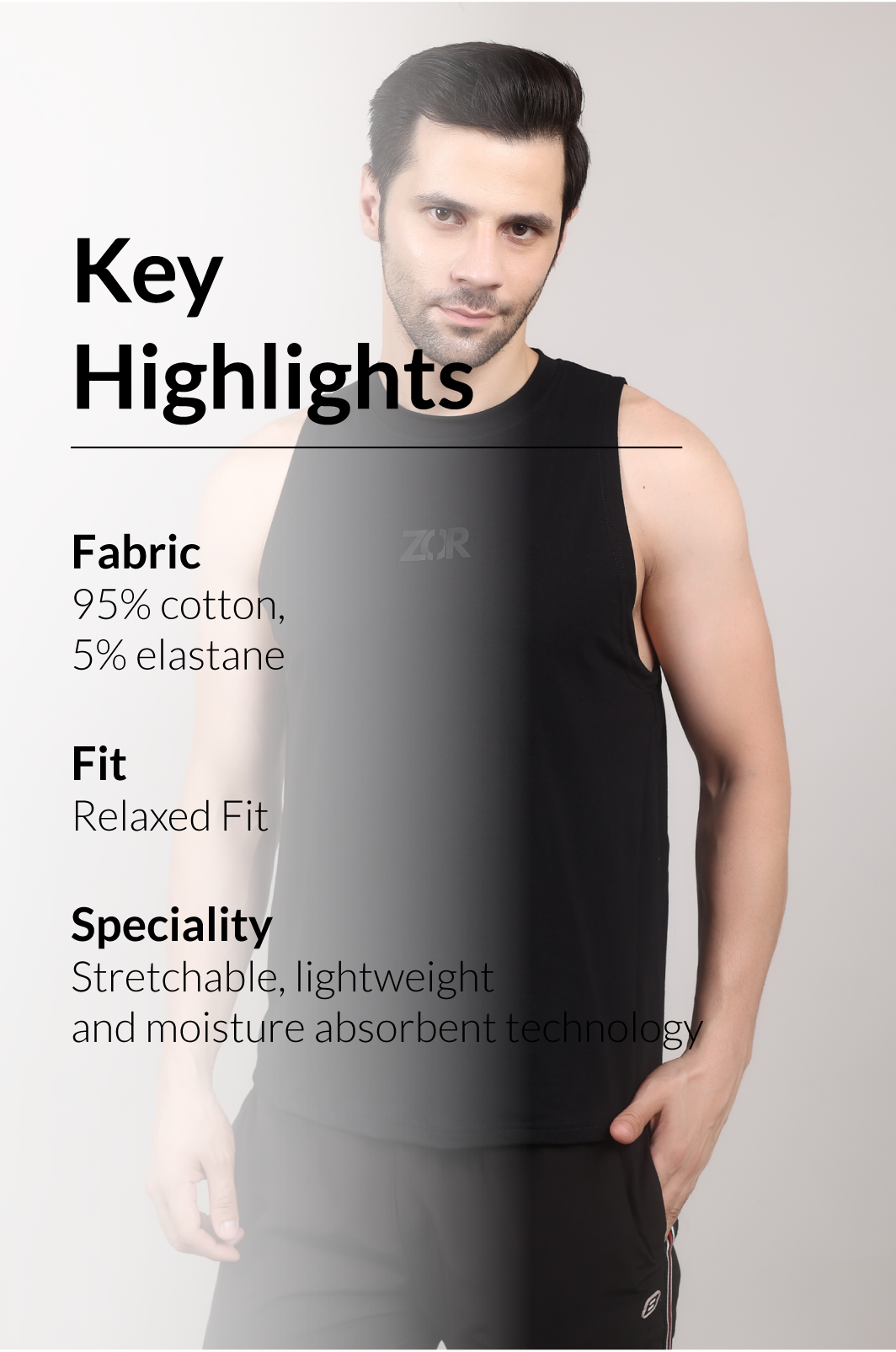 Black Running Tank ZOR Activewear