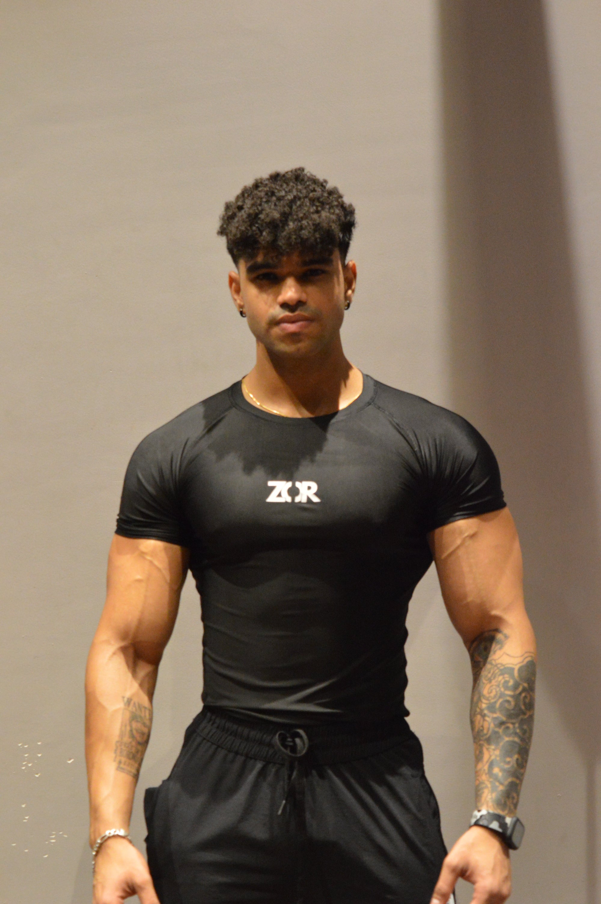 Black Half-Sleeve Compression ZOR Activewear