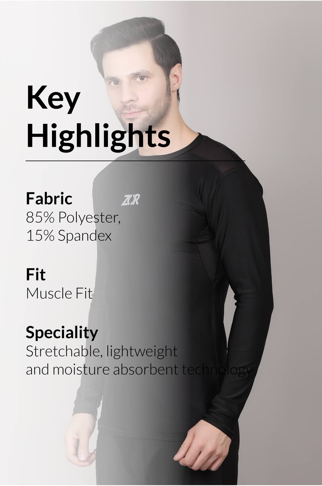 Black Long-Sleeve Compression ZOR Activewear