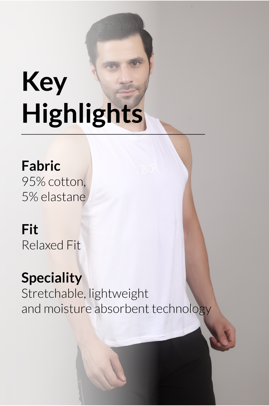 White Running Tank ZOR Activewear