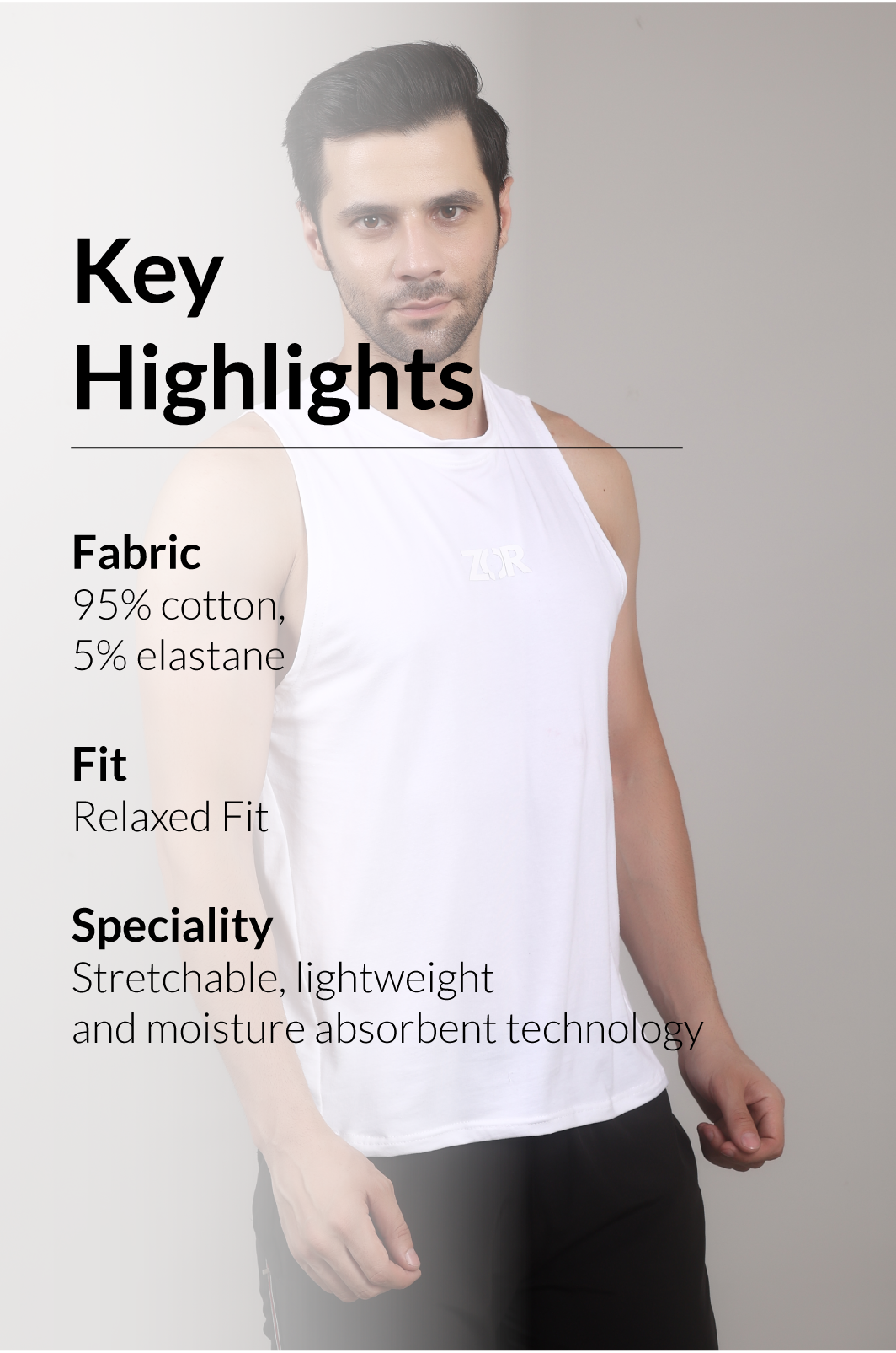 White Running Tank ZOR Activewear